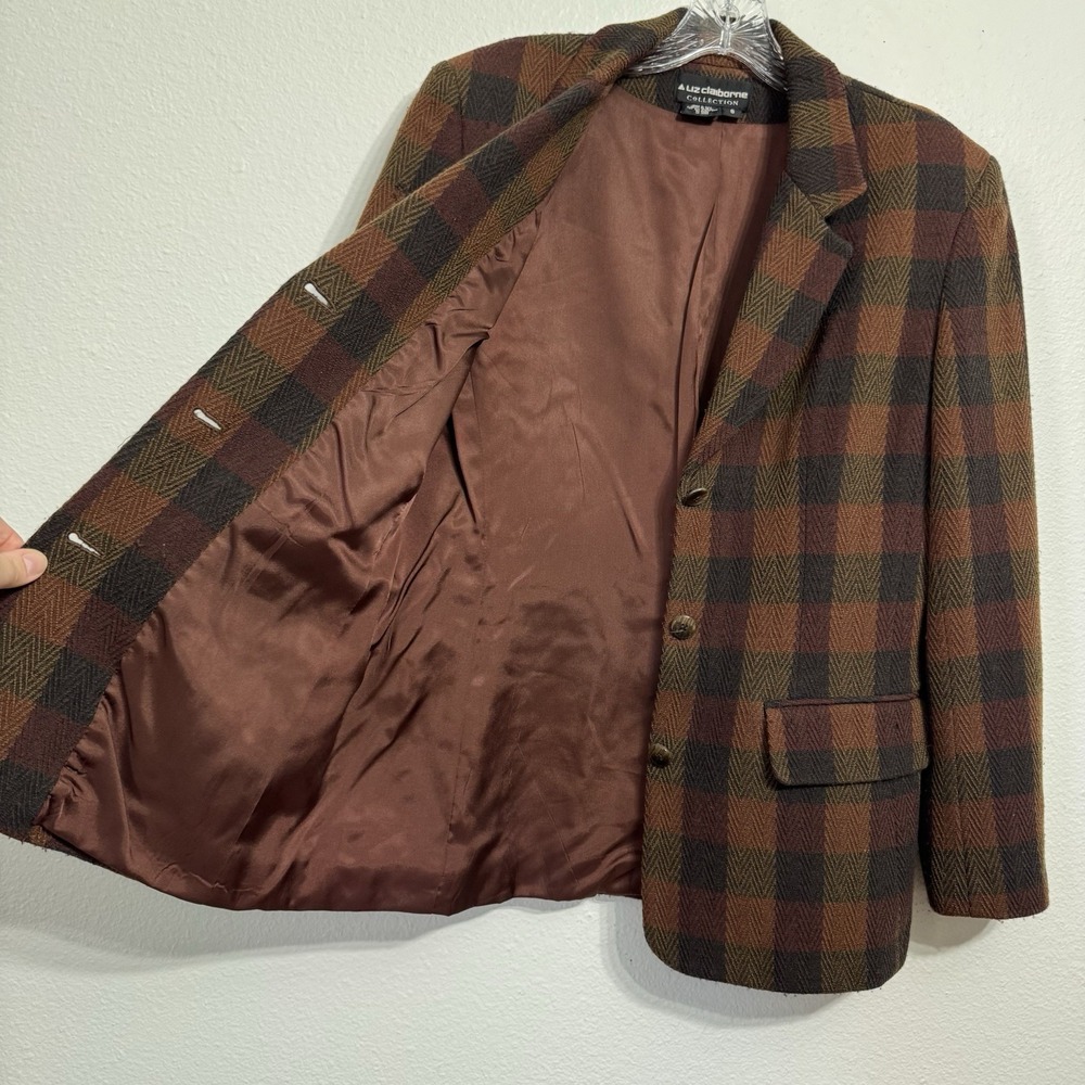 Liz Claiborne Herringbone Blazer Womens Size 8 Vintage USA Union Made READ DESC. - Picture 4 of 13